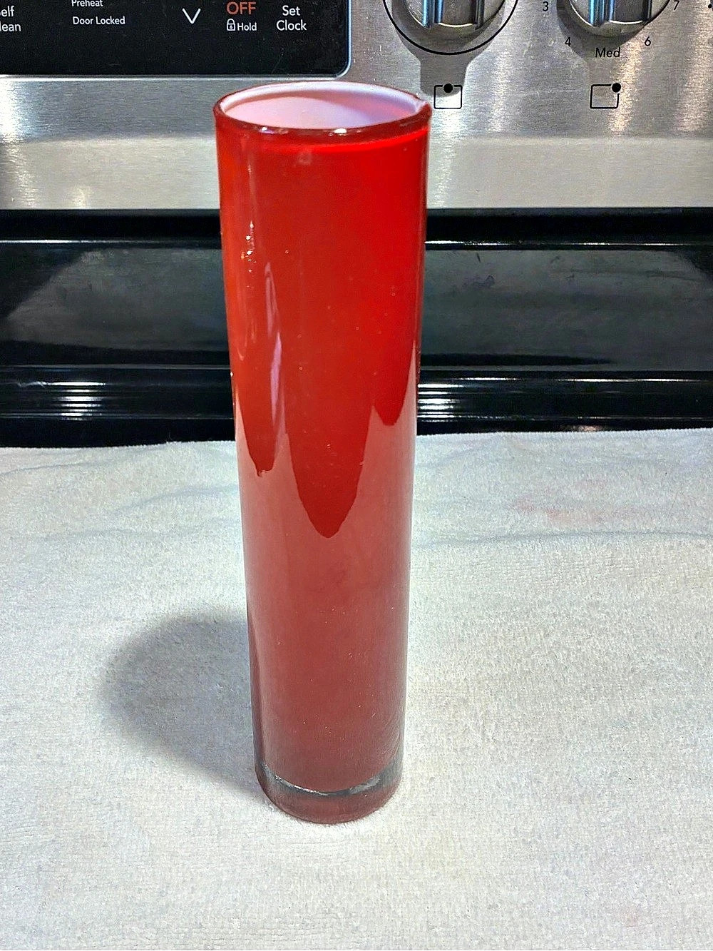 Red Glass Cylinder Vase